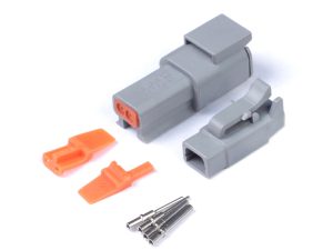 Plug and Pins Only - Matching Set of Deutsch DTM-2 Connectors (7.5 Amp)