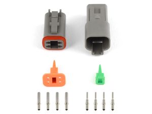 Plug and Pins Only - Matching Set of Deutsch DT-4 Connectors  (DT06-4S + DT04-4P) - (13 Amp)