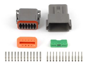 Plug and Pins Only - Matching Set of Deutsch DT-12 Connectors  (DT06-12S + DT04-12P) - (13 Amp)
