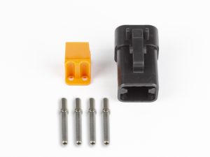 Plug and pins only - Male Deutsch DTP-06-4S - Black connector (25Amp)
