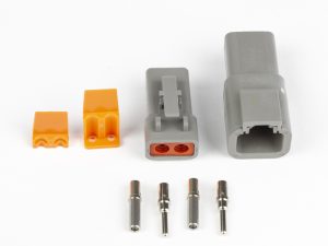 Plug and Pins Only - Matching Set of Deutsch DTP-2 Connectors (25 Amp)