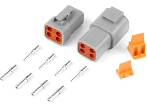 Plug and Pins Only - Matching Set of Deutsch DTP-4 Connectors (25 Amp)