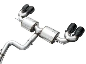 AWE Touring Edition Exhaust Diamond Black Tips Volkswagen MK8 Golf R 2022-2024
