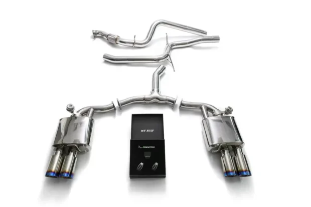 ARMYTRIX Valvetronic Exhaust System A4 Quattro | A4 Avant Quattro B9 2.0 TFSI 4WD Non-OPF 2016+ - Blue Coated