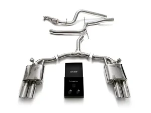 ARMYTRIX Valvetronic Exhaust System A4 Quattro | A4 Avant Quattro B9 2.0 TFSI 4WD Non-OPF 2016+ - Chrome Silver