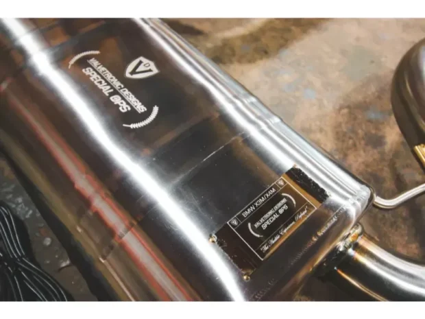 Valvetronic Designs 4 4.In Outlet Forged Carbon Fiber Tips Anodized Gold Valved Sport Exhaust System BMW X3M | X4M | F97 | F98 2019-2022