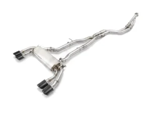 FI Exhaust Front Pipe | Mid X-Pipe with Retains OEM Valve Settings No Remote Valvetronic Muffler with Quad Silver Tips BMW F97 X3M | Competition 2019+