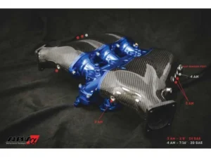 AMS Performance Carbon Fiber Intake Manifold w/Aux Fuel Rail (18 injectors) Nissan GT-R R35 2009+ - Blue