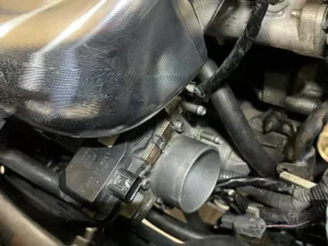 JM Fabrications Oem Map Sensor Mount 1/8 Inch Npt Direct Port Methanol Bungs On Bottom V2 Billet Intake Manifold With Port Injection Stock TB Flange Mazda Speed 3/6