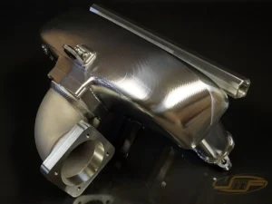 JM Fabrications Oem Map Sensor Mount 1/8 Inch Npt Direct Port Methanol Bungs On Bottom V2 Billet Intake Manifold With Port Injection Stock TB Flange Mazda Speed 3/6