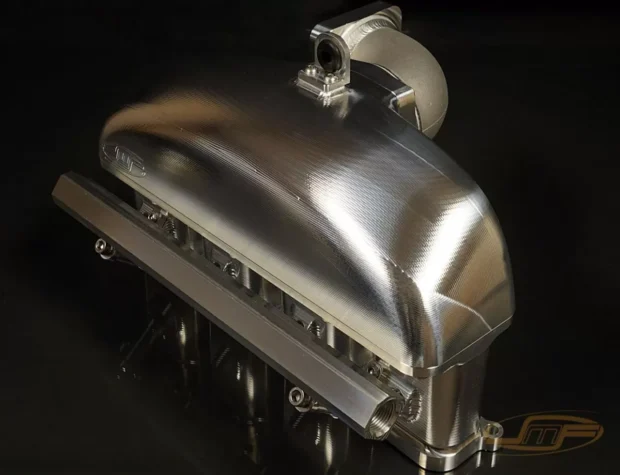 JM Fabrications W/ 75MM Bore Oem Map Sensor Mount 1/8 Inch Npt Direct Port Methanol Bungs On Bottom V2 Billet Intake Manifold With Port Injection Stock TB Flange Mazda Speed 3/6