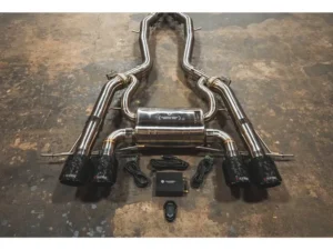 Valvetronic Designs Brushed Stainless Steel Valved Sport Exhaust System AxleBack w/ Forged Carbon TIps BMW M3 | M4 G8X 2020-2024
