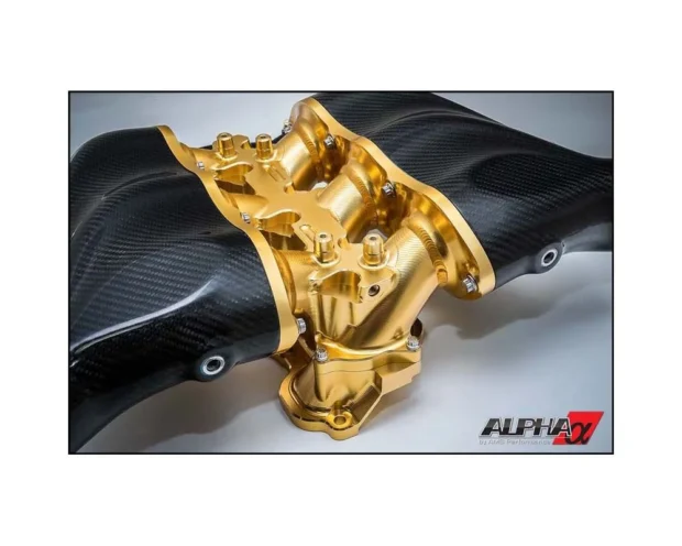 AMS Performance Carbon Fiber Intake Manifold w/Aux Fuel Rail (18 injectors) Nissan GT-R R35 2009+ - Gold
